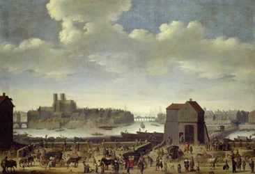 Utsikt över bron och Quai de la Tournelle, c.1645